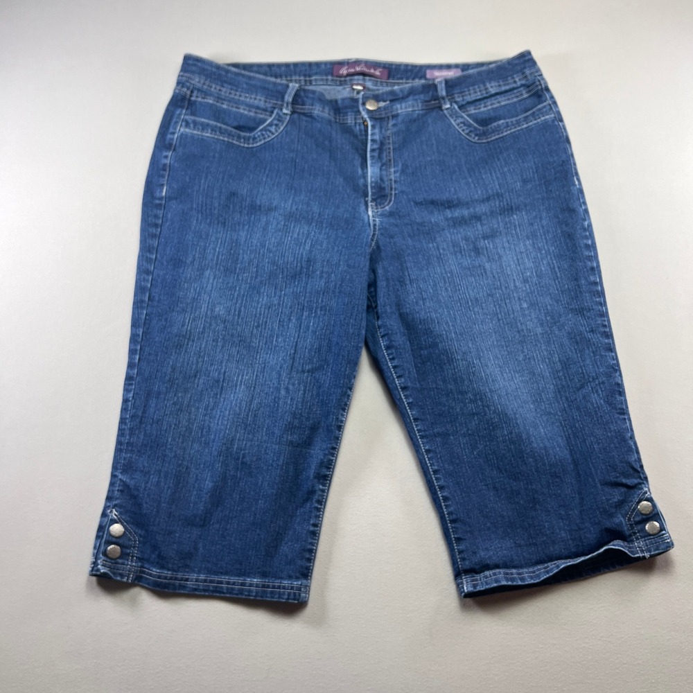 Gloria Vanderbilt Skimmer Bermuda Shorts Women 40 Blue Denim Indigo Wash Zip Fly